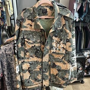 Punk Royal Camouflage Jacket with White Accents